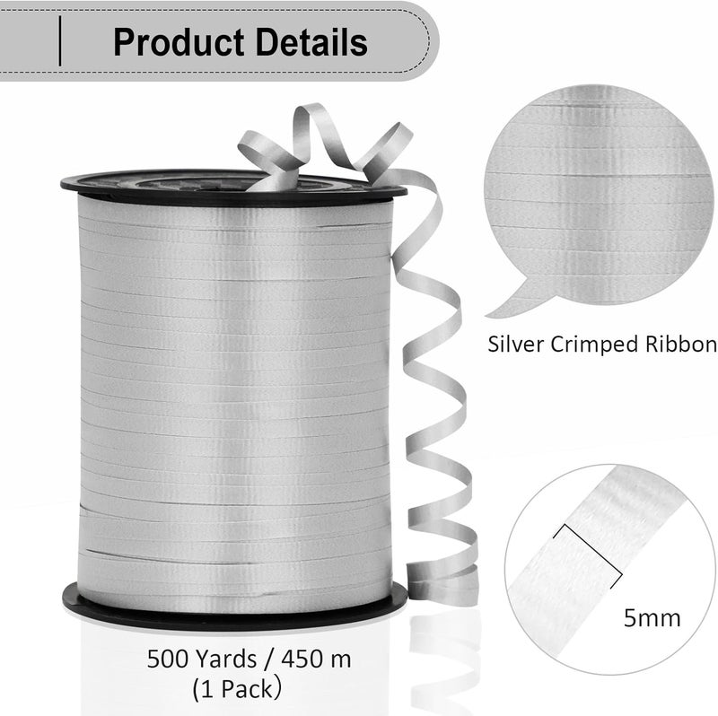 OMISELIO Silver Ribbon - 500 Yard Crimped Curly Ribbon for Gift Wrapping, Balloons, Parties & Holidays - Image 5